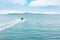 A speed boat sailed in the sea in the Gulf of Thailand heading for Koh Larn island