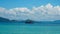 Speed boat on the sea with beautiful bright sky. Koh Kradan,Thailand