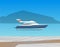 Speed Boat Yacht on Seascape Vector Illustration