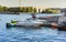 Speed boats docked at the pier