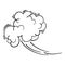 Speed cloud motion effect. Cartoon comic line clouds, moving smoke puff, funny fart, air jump blow wind dust, boom