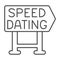 Speed dating signboard pointer emblem thin line icon, dating concept, logo vector sign on white background, outline