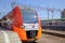 Speed electric train Siemens Desiro RUS Lastochka (Moscow - Nizhny Novgorod) at Kursky Railway Station.