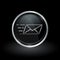 Speed email delivery icon inside round silver and black emblem