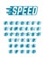 Speed flying vector alphabet. Fast symbols typeface for racing car team, retro posters and sportswear