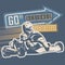Speed kart racing poster vector image. Championship extreme transportation.