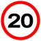 Speed Limit 20 Traffic Sign,Vector Illustration, Isolate On White Background Label. EPS10