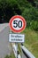 speed limit 50 kph due to road damage