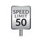 Speed limit 50 signboard. Vector illustration decorative design