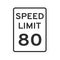 Speed limit 80 road traffic icon sign flat style design vector illustration