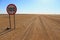 Speed limit on a desert road in Namibia