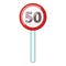 Speed limit fifty road sign icon, cartoon style