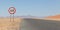 Speed limit sign at a desert road in Namibia