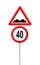 Speed limit sign determining the speed limit 40 and speed bump