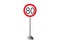 Speed limit sign number eighty. Round Red Road Sign: Speed limit 80 kilometers per hour. Vector Illustration