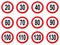 Speed Limit Sign - Set of circle speed limit signs with red border round