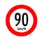 Speed limit traffic sign 90