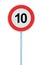 Speed Limit Zone Warning Road Sign, Isolated Prohibitive 10 Km Kilometre Kilometer Maximum Traffic Limitation Order, Red Circle