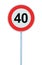 Speed Limit Zone Warning Road Sign, Isolated Prohibitive 40 Km Kilometre Kilometer Maximum Traffic Limitation Order, Red Circle