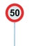 Speed Limit Zone Warning Road Sign, Isolated Prohibitive 50 Km Kilometre Kilometer Maximum Traffic Limitation Order, Red Circle