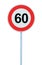 Speed Limit Zone Warning Road Sign, Isolated Prohibitive 60 Km