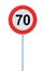 Speed Limit Zone Warning Road Sign, Isolated Prohibitive 70 Km Kilometre Kilometer Maximum Traffic Limitation Order, Red Circle