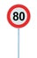 Speed Limit Zone Warning Road Sign, Isolated Prohibitive 80 Km Kilometre Kilometer Maximum Traffic Limitation Order, Red Circle