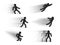Speed lines vector templates with stick figures in various poses , dark motion blur lines illustrations isolated on white