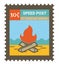 Speed post, camping theme on postal mark or card