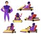 Speed racer or kart driver in and out of car, flat vector illustration isolated.