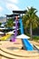 Speed slides at the water Park. Leisure and entertainment in the summer.