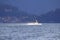 Speedboat with hydrofoil, goes over Lake Como, in Italy