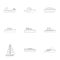 Speedboat icons set, outline style