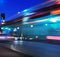 Speeding bus, blurred motion