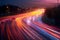 Speeding Cars on City Roads: Long Exposure Light Trails, AI Generative