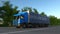 Speeding freight semi truck with MADE IN BELARUS caption on the trailer. Road cargo transportation. Seamless loop 4K