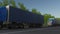 Speeding freight semi truck with the trailer. Road cargo transportation. 3D rendering