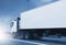 Speeding Motion of Semi Trailer Truck Driving on Highway Road. Industry Cargo Freight Truck. Logistics and Cargo Transport Concept