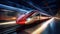 Speeding Onward: High-Speed Train Zooms Along Rail Tracks
