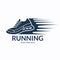 Speeding running shoe icon, symbol or logo