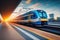 Speeding into the Sunset: High Speed Train at the Railway Station. Generative Ai