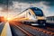 Speeding into the Sunset: High Speed Train at the Railway Station. Generative Ai