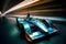 Speeding Thrills: Racing Cars in High-Speed Action on the Track. created with Generative AI