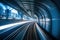 Speeding train inside Tokyo tunnel: motion blur. created with Generative AI