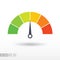 Speedometer flat icon. Sign colorful speedometer. Vector logo for web design