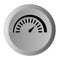 Speedometer gauge icon metal silver round button metallic design circle isolated on white background black and white concept