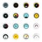 Speedometer icons set, flat style