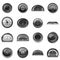 Speedometer icons set, gray monochrome style