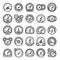 Speedometer icons set, outline style