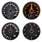Speedometer indicator mockup set, realistic style